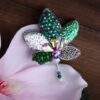 Vrouwelijke Handgemaakte Geborduurde Broche Speld – Blad Ontwerp