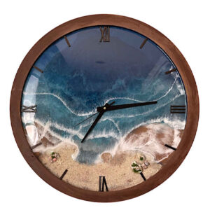 Handgemaakt Hars Wandklok – Abstracte Stijl Strand