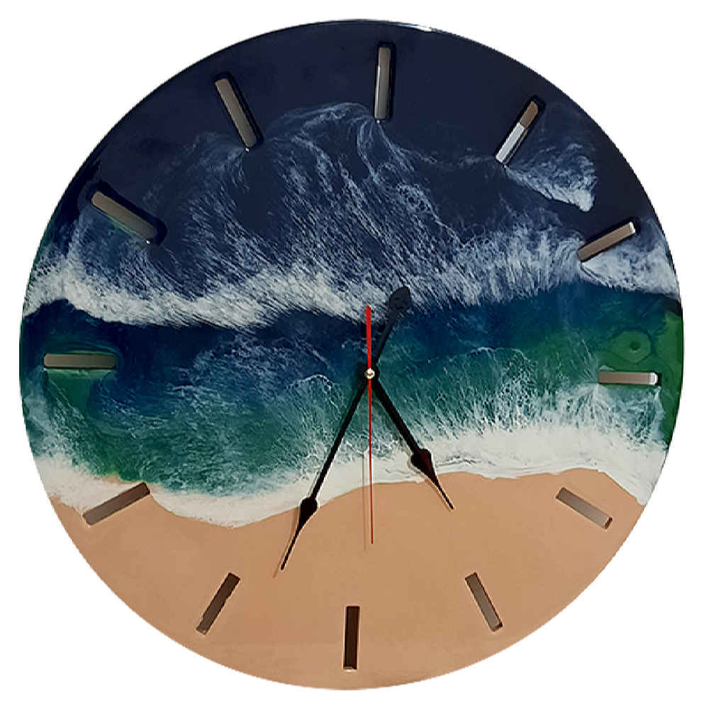 Handgemaakt Hars Wandklok – Abstracte Stijl Zee