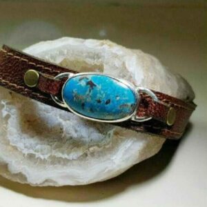 Leren Armband voor Mannen met Turkoois