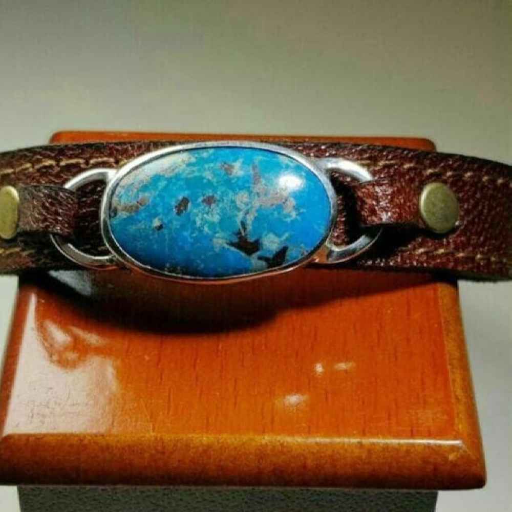 Leren Armband voor Mannen met Turkoois