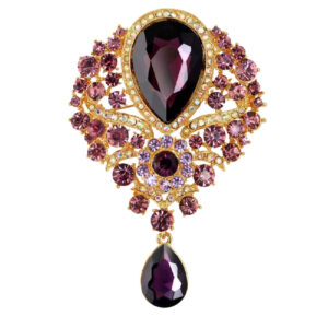Luxe Strassbroche Model Javaher – Paars Metalen Sieraad
