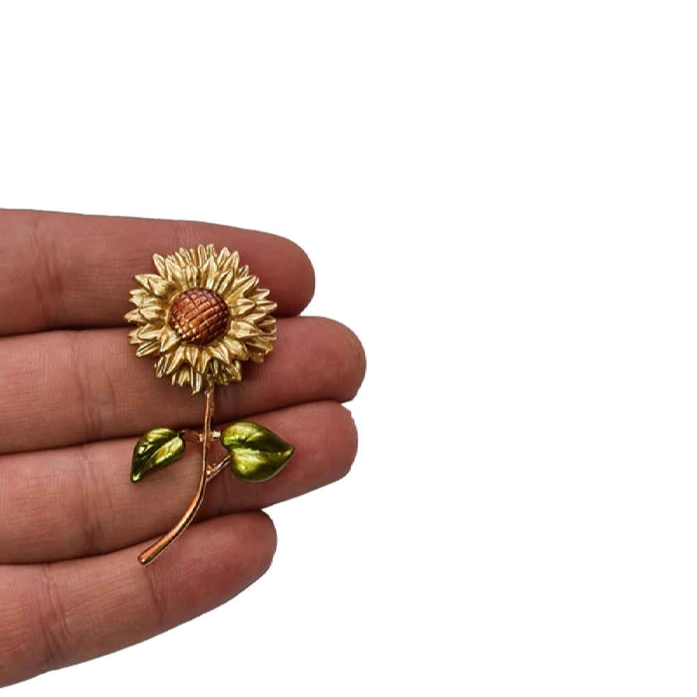 Bloemen Broche Speld – Metalen Zonnebloem Ontwerp