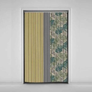 Fluwelen Verticale Jaloezie Gordijn – Abstract Blad Print