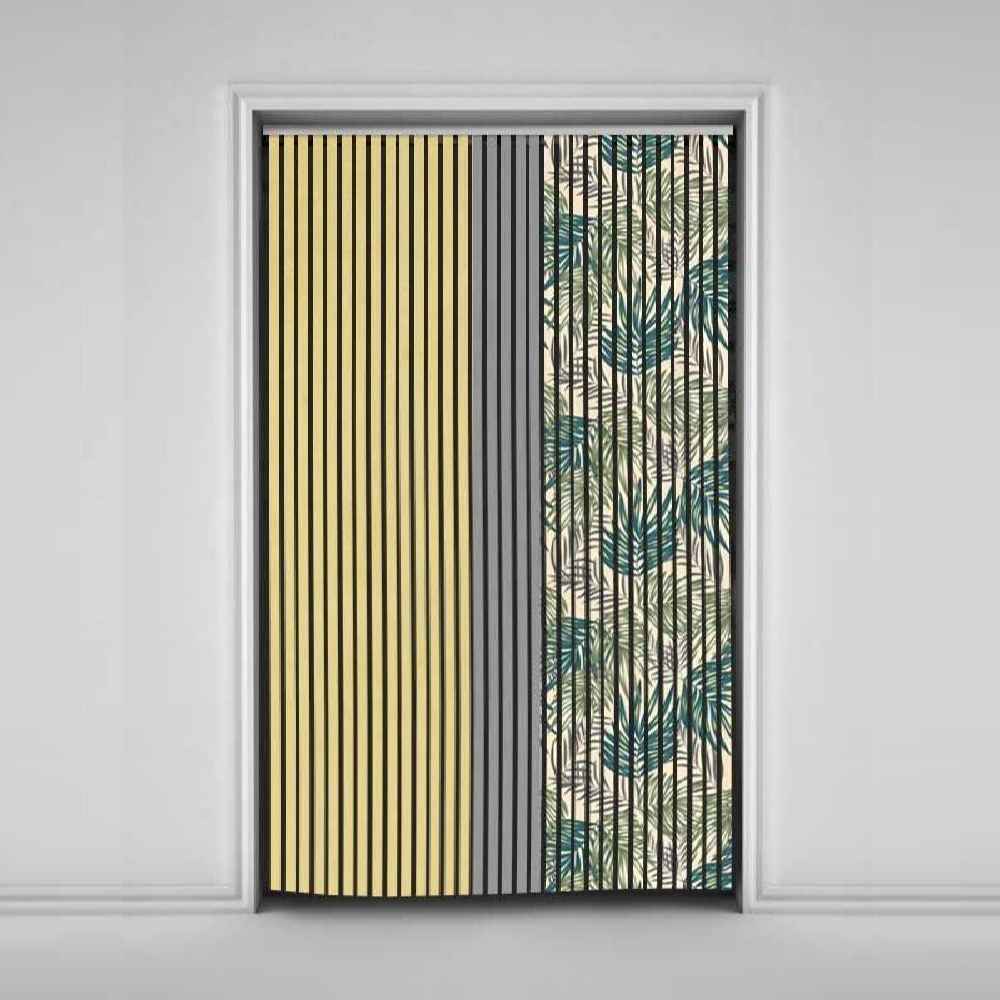Fluwelen Verticale Jaloezie Gordijn – Abstract Blad Print