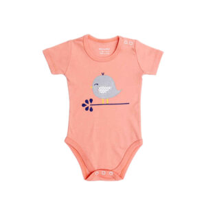Roze Katoenen Baby Bodysuit – Lange Mouw – Cartoon