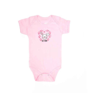 Roze Baby Rompertje met Overlap-schouders – Cartoon