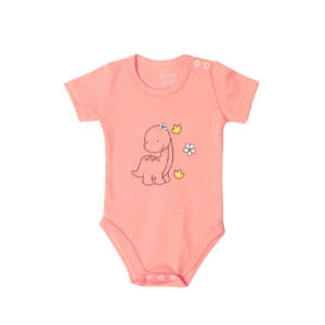 Roze Baby Rompertje – Korte Mouw – Cartoon Print