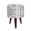 Luxe witte fluwelen voetenbank Barsam – Geometrisch