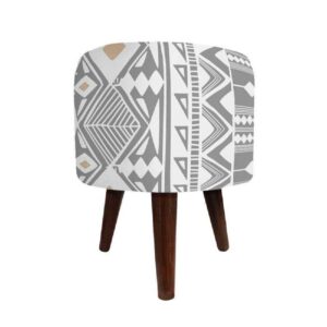 Luxe witte fluwelen voetenbank Barsam – Geometrisch