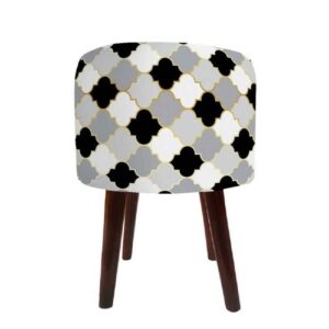 Luxe witte fluwelen voetenbank Bloem – Geometrisch