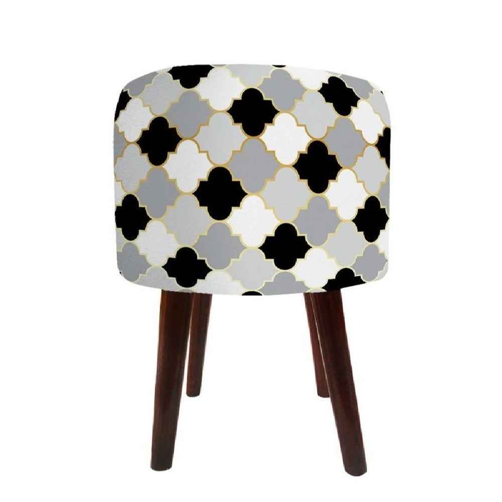 Luxe witte fluwelen voetenbank Bloem – Geometrisch