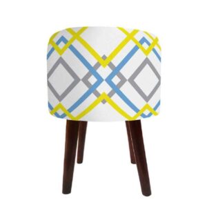 Luxe witte fluwelen voetenbank Haleh – Geometrisch