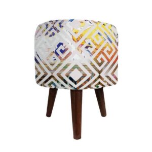 Luxe grijze fluwelen voetenbank Rava – Geometrisch