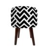 Luxe witte fluwelen voetenbank Zigzag – Geometrisch