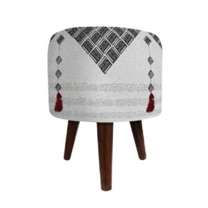 Ronde Fluwelen Voetenbank Par – Artistiek Design – Grijs