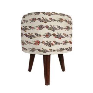 Ronde Fluwelen Voetenbank Tamana – Artistiek Design – Wit
