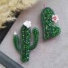 Set van 2 Handgeborduurde Damesbroches – Model Cactus