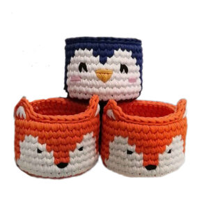 Foxy Set van 3 Gehaakte Opbergmanden Oranje Vos