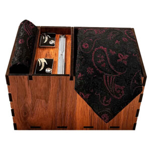 Heren Stropdas-, Zakdoek- & Manchetknopen Set – Luxe Boteh