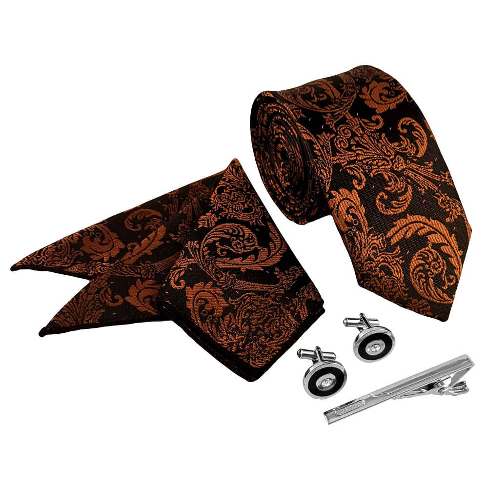Heren Stropdas-, Zakdoek- & Manchetknopen Set – Luxe Dora