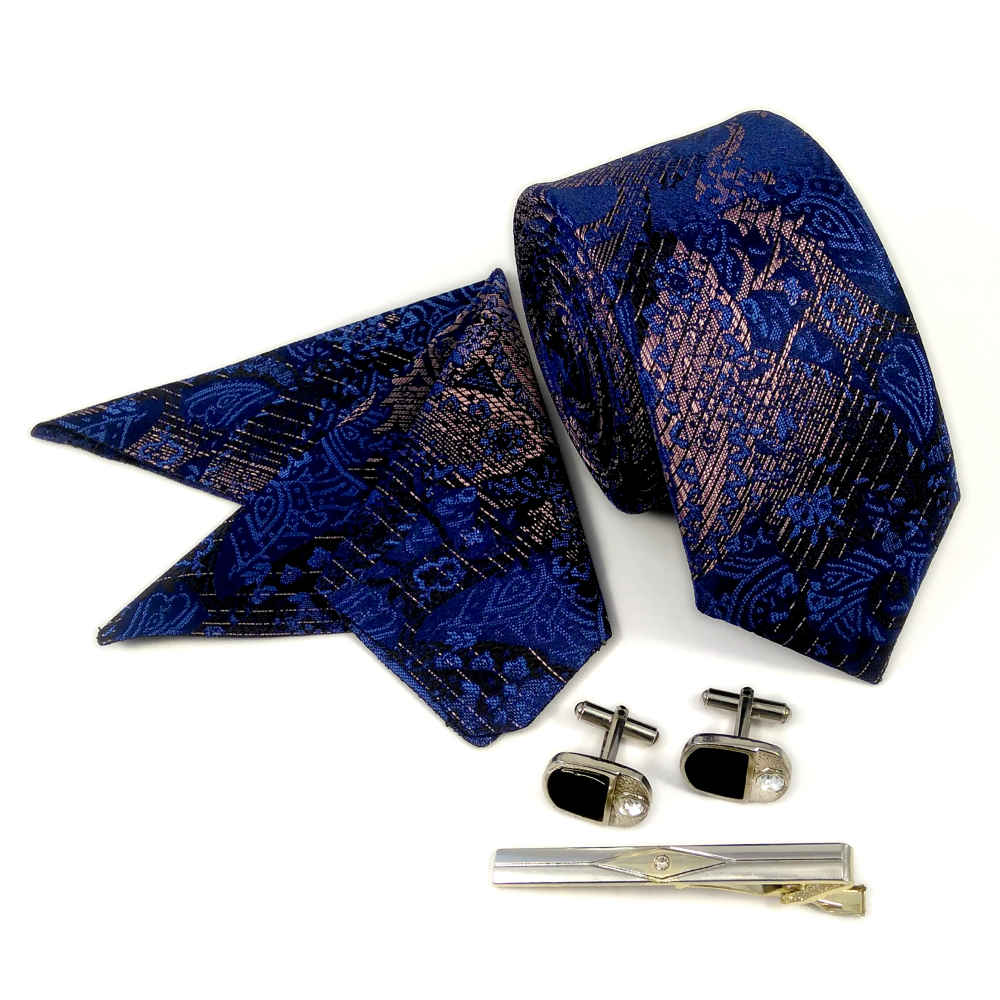 Heren Stropdas-, Zakdoek- & Manchetknopen Set – Luxe Mandana