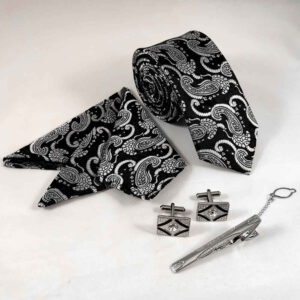 Heren Stropdas-, Zakdoek- & Manchetknopen Set – Luxe Nafas