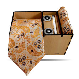 Heren Stropdas-, Zakdoek- & Manchetknopen Set – Luxe Saman