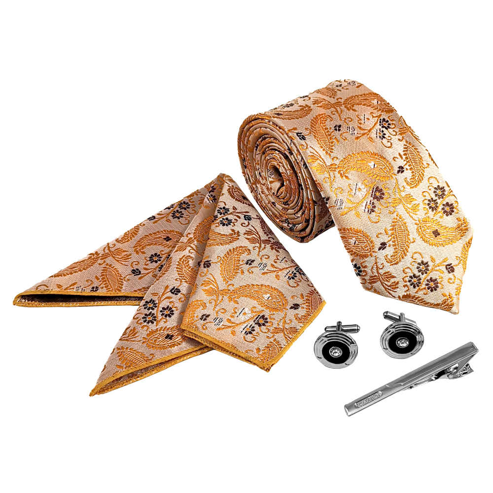 Heren Stropdas-, Zakdoek- & Manchetknopen Set – Luxe Saman