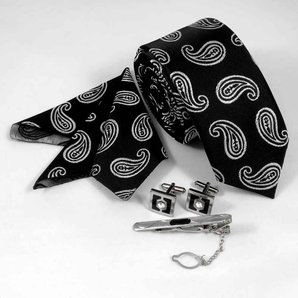 Heren Stropdas-, Zakdoek- & Manchetknopen Set – Luxe Sonati