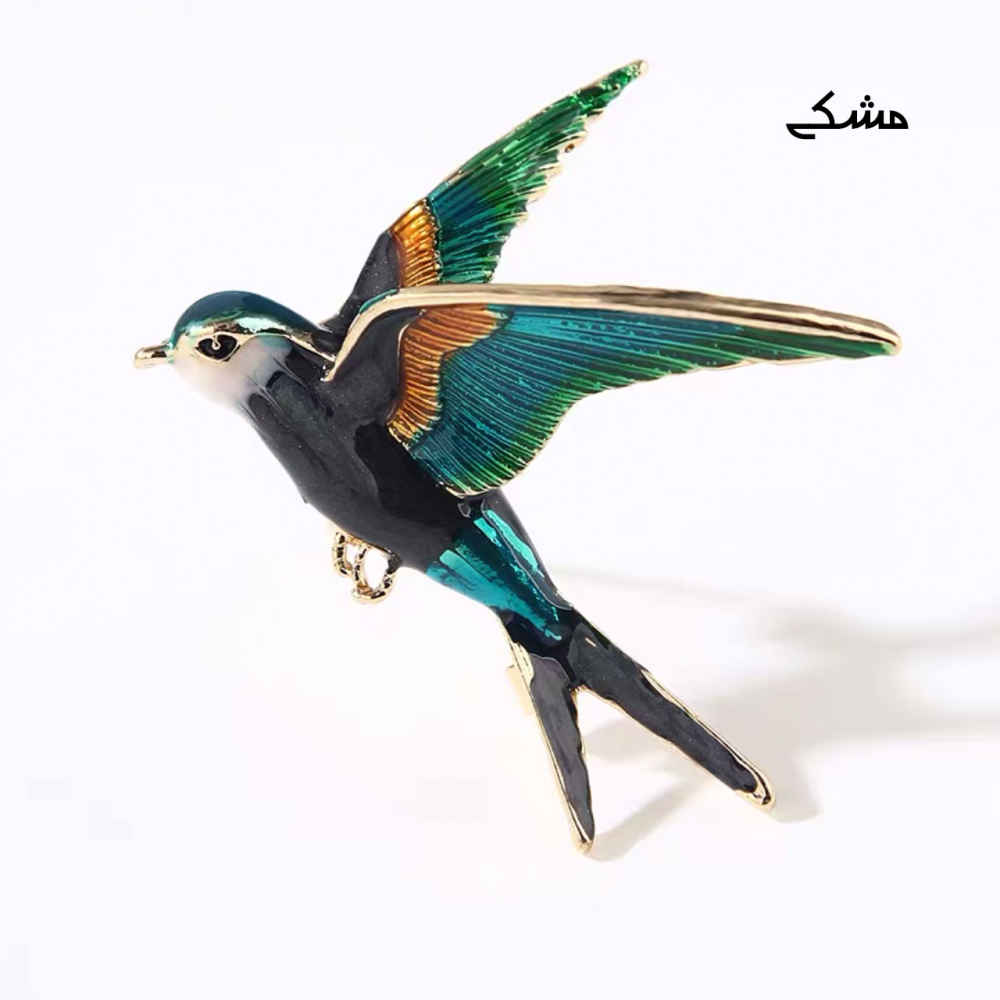 Witte Emaille Broche – Sierlijke Vogel – Staal