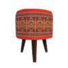 Ronde Fluwelen Voetenbank Nahal - Artistiek Design – Oranje