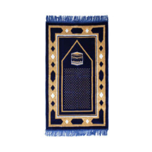 Islamitisch Gebedskleed Gevoerde Blauwe Fluwelen Sajadah met Kaaba