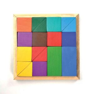 Vierkante Houten Hersenpuzzel – Klassieke Geometrische Uitdaging