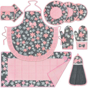 10-Delige Roze Bloemen Keuken Schort Set Model Ravella