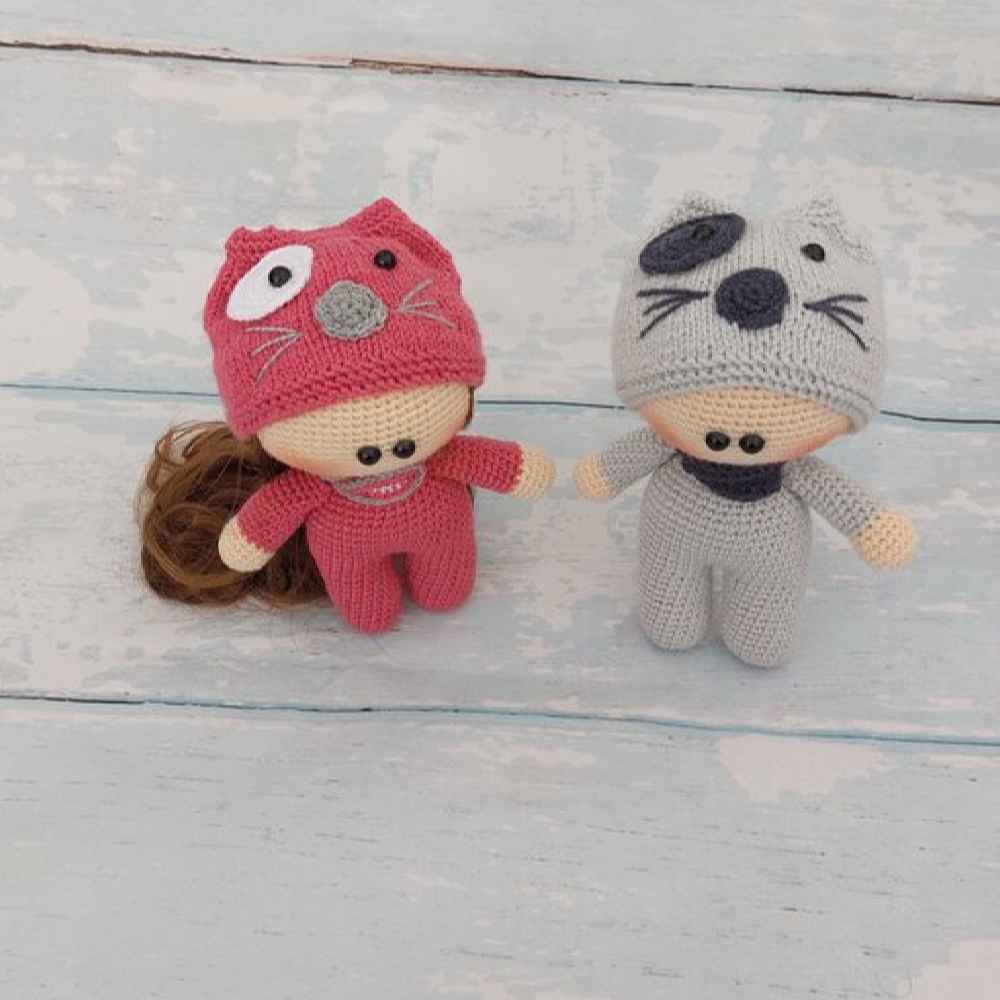 Amigurumi handgemaakte gehaakte pop set van 2 meisjes