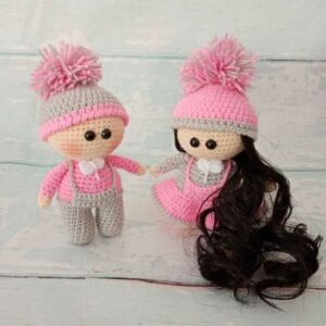 Amigurumi handgemaakte gehaakte pop set van 2 fantasiepoppen