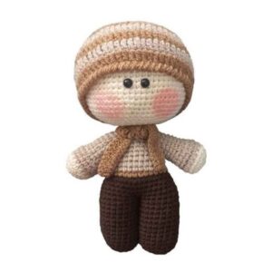 Amigurumi handgemaakte gehaakte pop chocolade jongen
