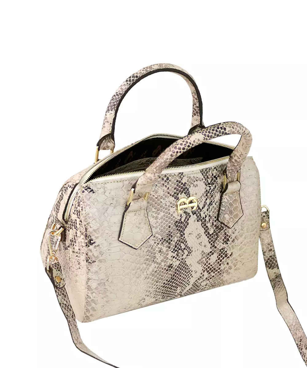 Luxe leren Bauletto handtas – Slangenhuid patroon