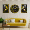 Moderne 3-Delige Wandklok Set – Vlinder (Zilver)