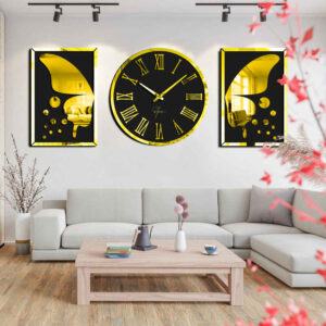 Moderne 3-Delige Wandklok Set – Carolyn (Goud)