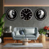 Moderne 3-Delige Wandklok Set – Paard (Zilver)