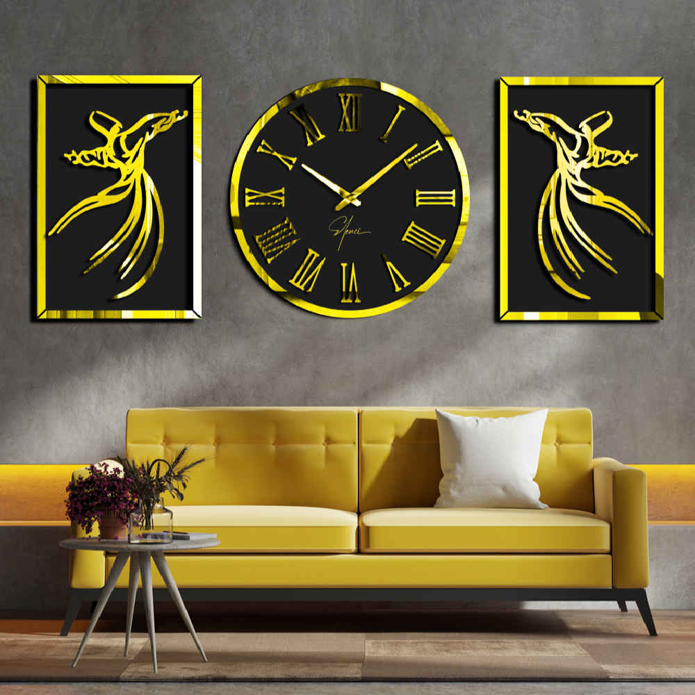 Moderne 3-Delige Wandklok Set – Sama (Zilver)