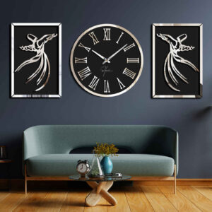 Moderne 3-Delige Wandklok Set – Sama (Zilver)