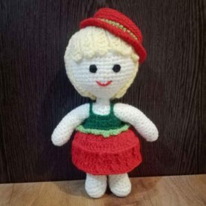 Amigurumi handgemaakte gehaakte pop rood meisje