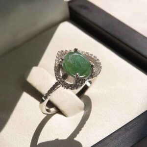 Groene Smaragd Zilveren Ring voor Vrouwen Verloving Ghalb