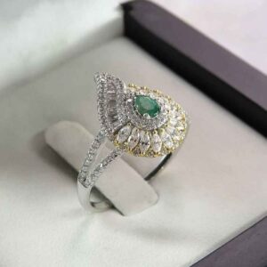 Groene Smaragd Zilveren Ring voor Vrouwen Verloving Majlesi