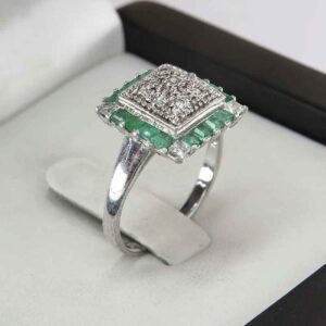 Groene Smaragd Zilveren Ring voor Vrouwen Verloving Maral