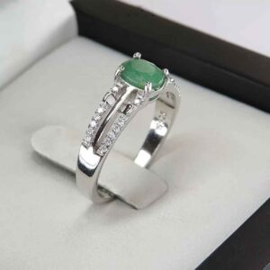Groene Smaragd Zilveren Ring voor Vrouwen Verloving Melorin