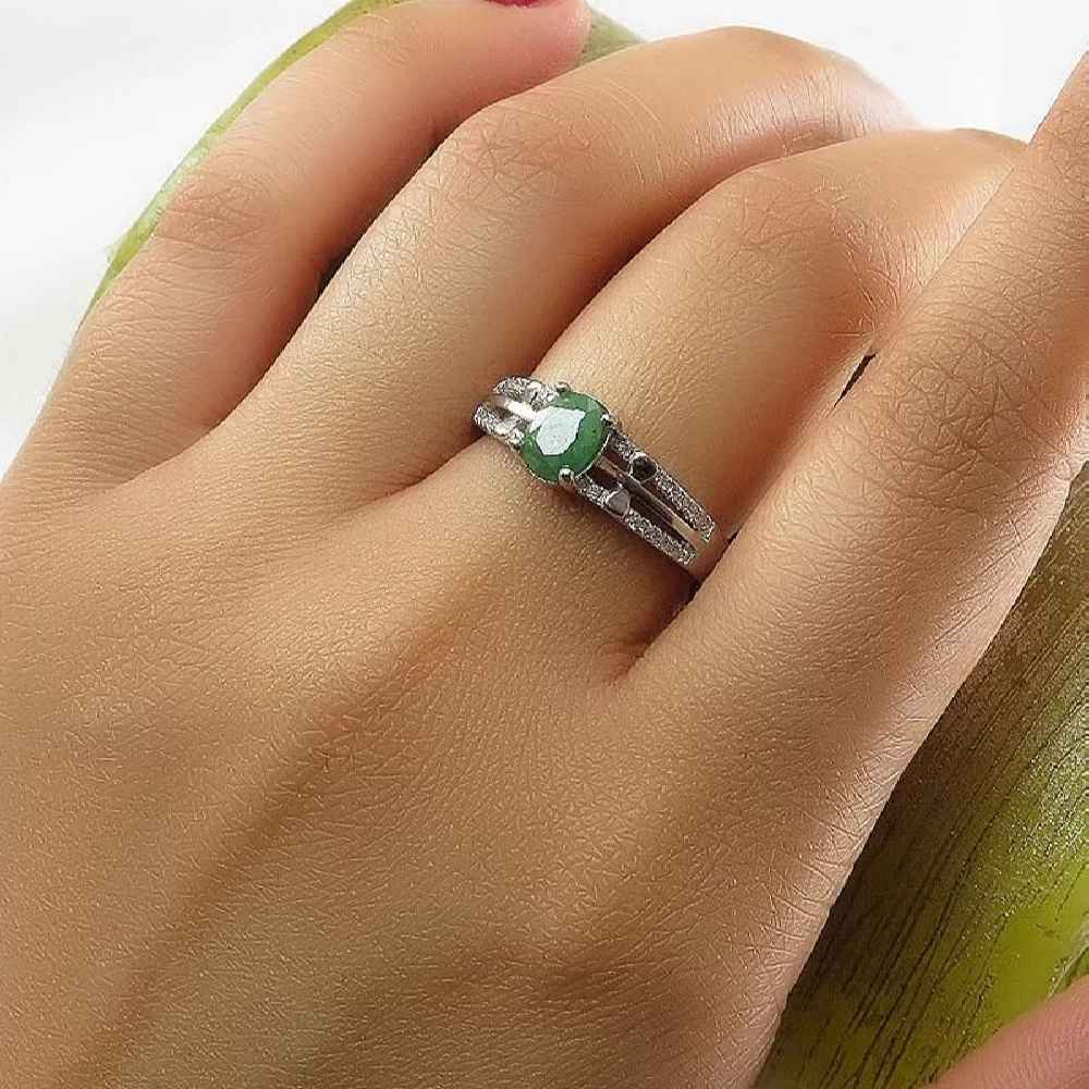 Groene Smaragd Zilveren Ring voor Vrouwen Verloving Melorin